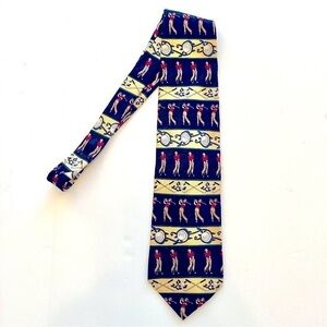 Robert Stock Men’s Golf Tie Navy Blue and Yellow Size O/S
